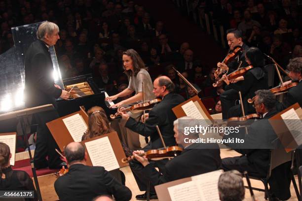 Philadelphia Orchestra performing at Carnegie Hall on Friday night, December 6, 2013.This image:Helene Grimaud performing Brahms's "Piano Concerto...