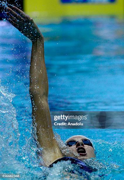 Veronika Popova of Russia competes in the Women's 200-meter Individual Medley final during the 2014 FINA Swimming World Cup at the Olympic Stadium in...