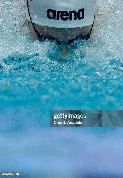 Veronika Popova of Russia competes in the Women's 200-meter Individual Medley final during the 2014 FINA Swimming World Cup at the Olympic Stadium in...