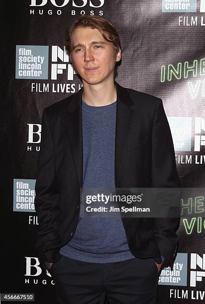 Actor Paul Dano attends the "Inherent Vice" Centerpiece Gala Presentation & World Premiere during the 52nd New York Film Festival at Alice Tully Hall...