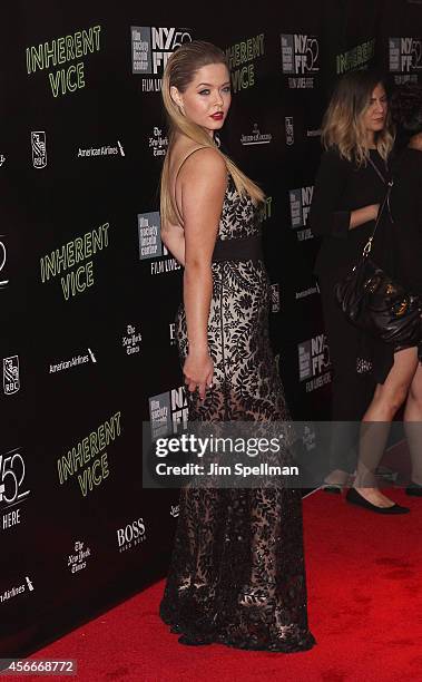 Actress Sasha Pieterse attends the "Inherent Vice" Centerpiece Gala Presentation & World Premiere during the 52nd New York Film Festival at Alice...