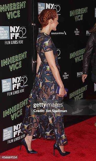Actress Jena Malone attends the "Inherent Vice" Centerpiece Gala Presentation & World Premiere during the 52nd New York Film Festival at Alice Tully...