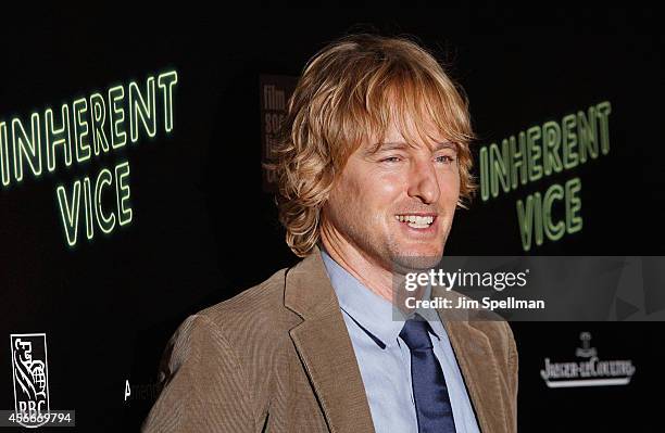 Actor Owen Wilson attends the "Inherent Vice" Centerpiece Gala Presentation & World Premiere during the 52nd New York Film Festival at Alice Tully...