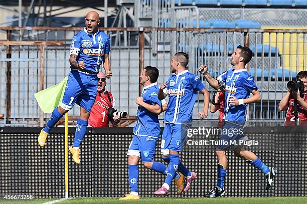 Massimo Maccarone of Empoli celebrates after scoring the opening goal during the Serie A match between Empoli FC and US Citta di Palermo at Stadio...