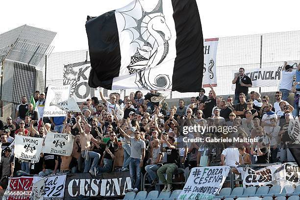 The fans of AC Cesena during the Serie A match between Udinese Calcio and AC Cesena at Stadio Friuli on October 5, 2014 in Udine, Italy.