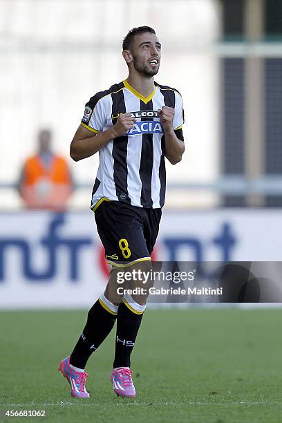 Bruno Fernandes of Udinese Calcio celebrates after scoring a goal during the Serie A match between Udinese Calcio and AC Cesena at Stadio Friuli on...