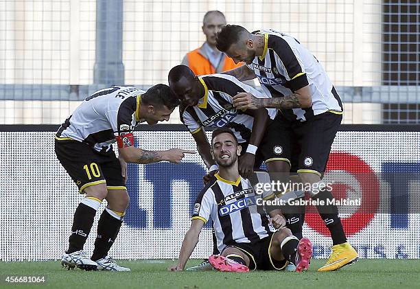 Bruno Fernandes of Udinese Calcio celebrates after scoring a goal during the Serie A match between Udinese Calcio and AC Cesena at Stadio Friuli on...