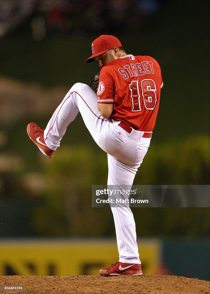 Huston Street Of The Los Angeles Angels Of Anaheim Pitches During The
