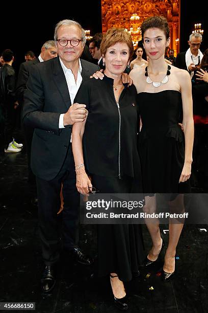 Paris Opera dance director Brigitte Lefevre, his husband Olivier Meyer and them daughter Mathilde Favier attend for the tribute to Brigitte Lefevre...