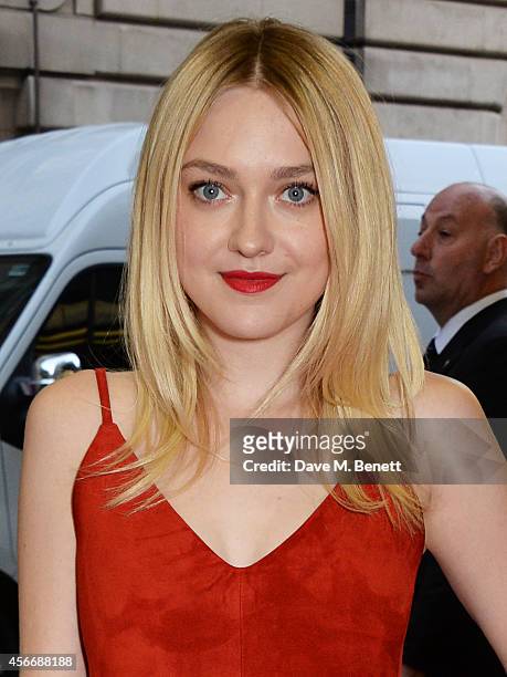 Dakota Fanning attends the World Premiere of "Effie Gray" at The Curzon Mayfair on October 5, 2014 in London, England.