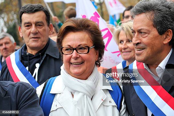 Christine Boutin attends 'La Manif Pour Tous' on October 5, 2014 in Paris, France. An estimated 500,000 protesters lined the streets of Paris today...