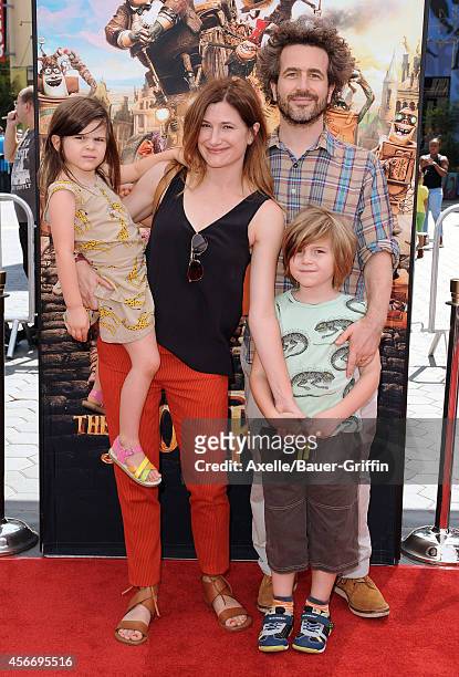 Actress Kathryn Hahn, husband Ethan Sandler, daughter Mae Sandler and son Leonard Sandler attend the premiere of 'The Boxtrolls' at Universal...