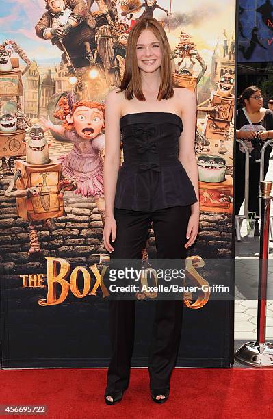 Actress Elle Fanning attends the premiere of 'The Boxtrolls' at Universal CityWalk on September 21, 2014 in Universal City, California.