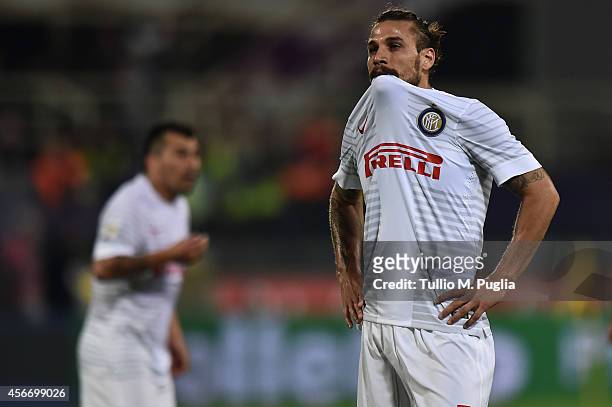 Pablo Daniel Osvaldo of Inter looks on during the Serie A match between ACF Fiorentina and FC Internazionale Milano at Stadio Artemio Franchi on...