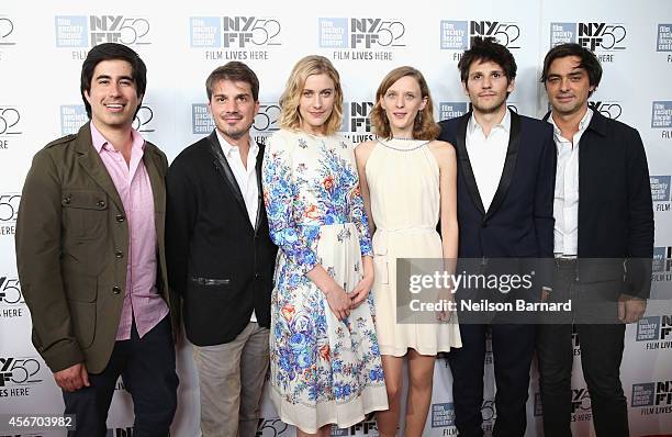 Sven Hansen-Love, Greta Gerwig, Mia Hansen-Love, Felix de Givry and Charles Gillibert attend the "Eden" premiere during the 52nd New York Film...