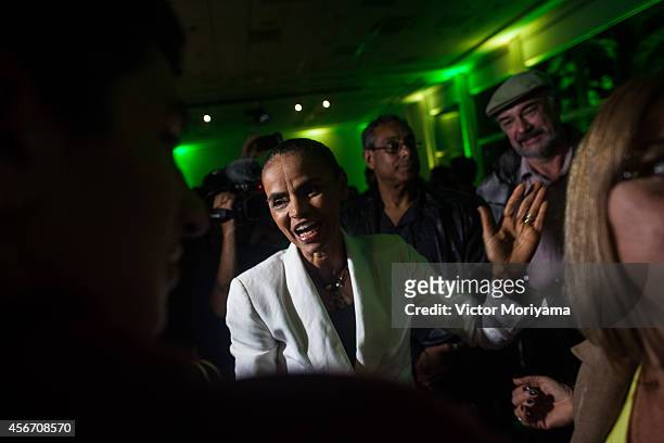Brazilian candidate for President Marina Silva attends a press conference at the Brazilian Socialist Party on October 5, 2014 in Sao Paulo, Brazil....