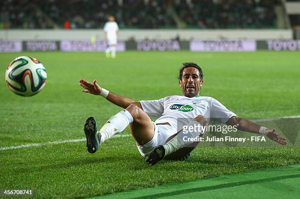 Adil Karrouchy of Raja Casablanca falls to the ground whilst in action during the FIFA Club World Cup Quarter Final match between Raja Casablanca and...