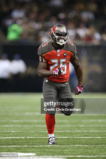 Mike James of the Tampa Bay Buccaneers against the New Orleans Saints at the Mercedes-Benz Superdome on October 5, 2014 in New Orleans, Louisiana.