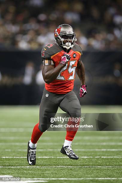 Mike James of the Tampa Bay Buccaneers against the New Orleans Saints at the Mercedes-Benz Superdome on October 5, 2014 in New Orleans, Louisiana.