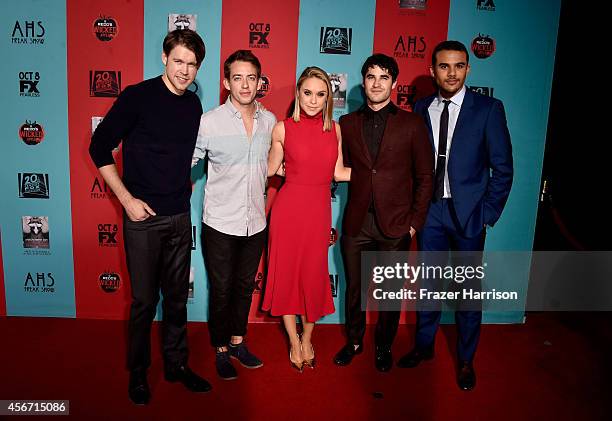 Actors Chord Overstreet, Kevin McHale, Becca Tobin, Darren Criss and Jacob Artist attend FX's "American Horror Story: Freak Show" premiere screening...