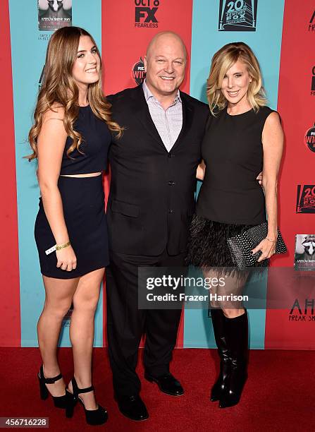 Odessa Chiklis, actor Michael Chiklis and Michelle Moran attend FX's "American Horror Story: Freak Show" premiere screening at TCL Chinese Theatre on...