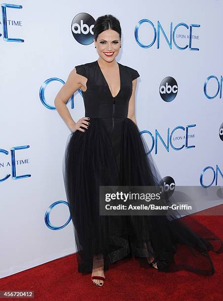 Actress Lana Parrilla arrives at ABC's 'Once Upon A Time' Season 4 Red Carpet Premiere at the El Capitan Theatre on September 21, 2014 in Hollywood,...