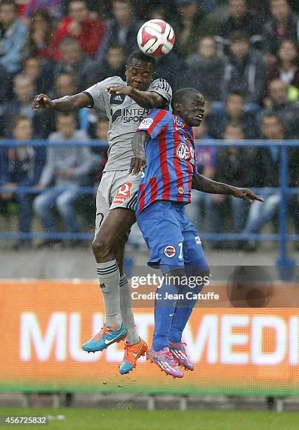 Giannelli Imbula of OM and N'Golo Kante of Caen in action during the French Ligue 1 match between Stade Malherbe de Caen and Olympique de Marseille...