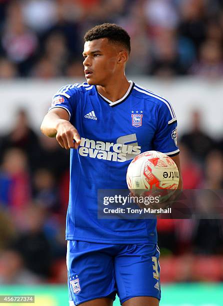 Tyrone Mings of Ipswich Town during the Sky Bet Championship match between Nottingham Forest and Ipswich Town at City Ground on October 5, 2014 in...