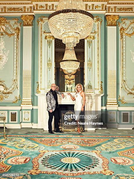 Businessman and founder of Phones4U, John Caudwell is photographed for ES magazine with his wife Claire Johnson on March 18, 2014 in London, England.