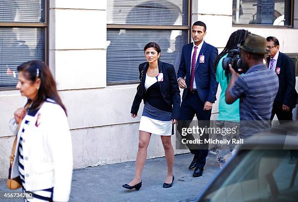 Anni Dewani's sister, Ami Denborg, walks outside the Western Cape High Court during the start of the trial of Shrien Dewani, on October 6, 2014 in...