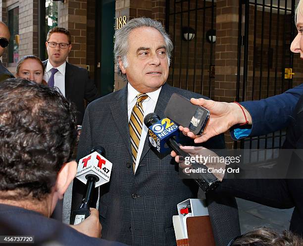 Sanford Rubenstein's attorney Benjamin Brafman gives a statement in front of attorney Sanford Rubenstein's apartment building on October 6, 2014 in...