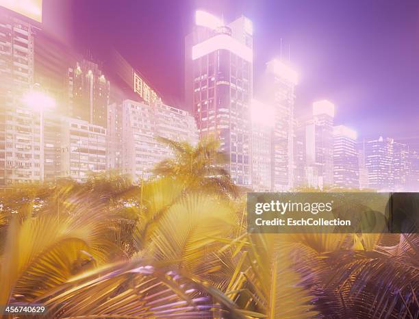 Zoom effect image of the Hong Kong skyline