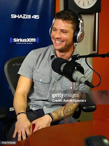 Actor Ryan Phillippe visits 'Sway in the Morning' with Sway Calloway at SiriusXM Studios on October 6, 2014 in New York City.