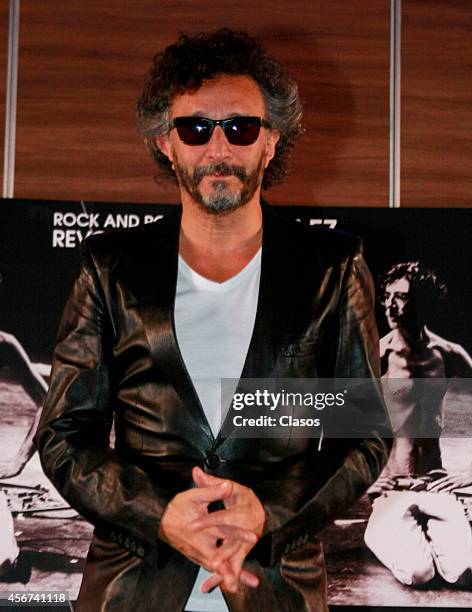 Argentinian singer Fito Paez smiles during a press conference to present his new album, Rock and Roll Revolution, at Presidente Intercontinental...