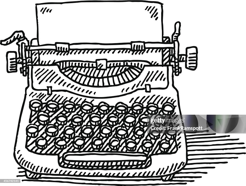 Vintage Typewriter Drawing
