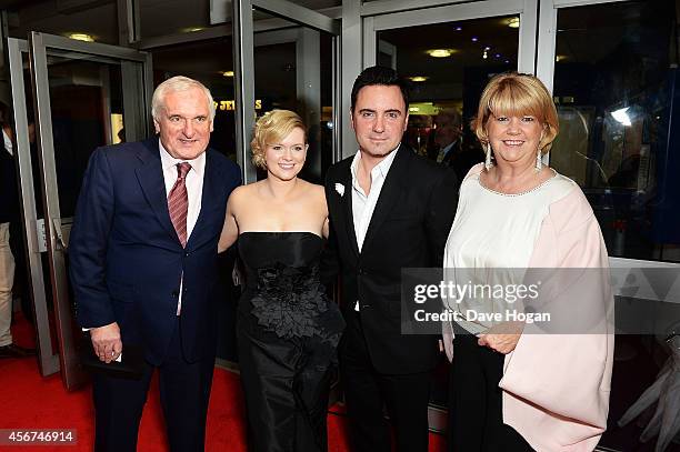 Bertie Ahern, Cecelia Ahern, David Keoghan and Miriam Ahern attend the World Premiere of "Love, Rosie" at Odeon West End on October 6, 2014 in...