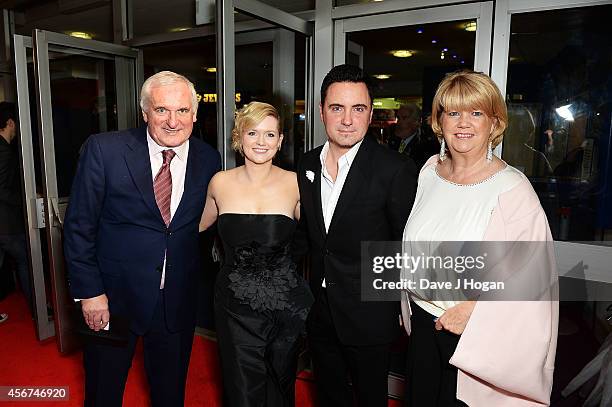 Bertie Ahern, Cecelia Ahern, David Keoghan and Miriam Ahern attend the World Premiere of "Love, Rosie" at Odeon West End on October 6, 2014 in...