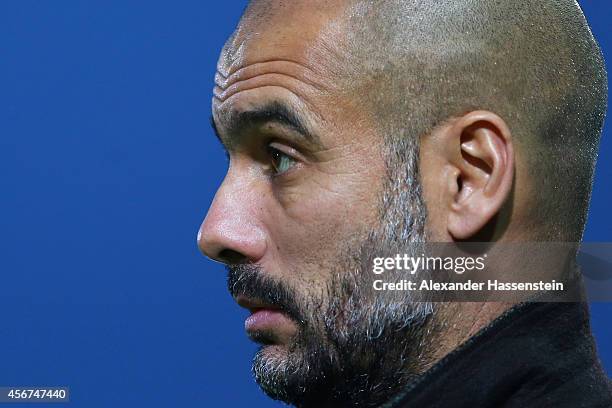 Josep Guardiola, head coach of Muenchen looks on during the Finale of the Paulaner Cup 2014 between FC Bayern Muenchen and Paulaner Traumelf at...