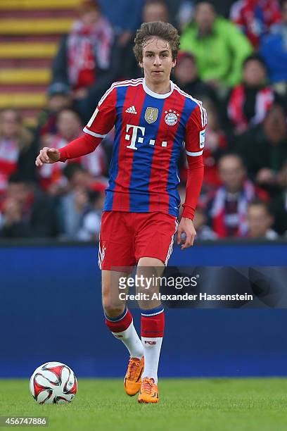 Gianluca Gaudino of Muenchen runs with the ball during the Finale of the Paulaner Cup 2014 between FC Bayern Muenchen and Paulaner Traumelf at...