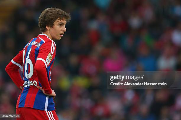 Gianluca Gaudino of Muenchen looks on during the Finale of the Paulaner Cup 2014 between FC Bayern Muenchen and Paulaner Traumelf at Alpenbauer...