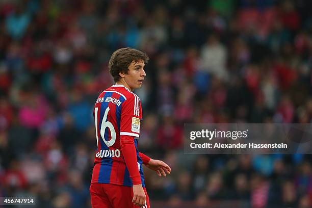 Gianluca Gaudino of Muenchen looks on during the Finale of the Paulaner Cup 2014 between FC Bayern Muenchen and Paulaner Traumelf at Alpenbauer...