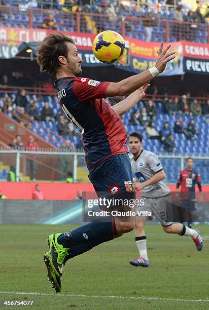 Alberto Gilardino of Genoa CFC in action during the Serie A match between Genoa CFC and Atalanta BC at Stadio Luigi Ferraris on December 15, 2013 in...