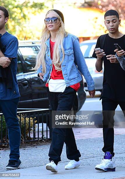 Actress Amanda Bynes is seen with friends in Soho on October 6, 2014 in New York City.