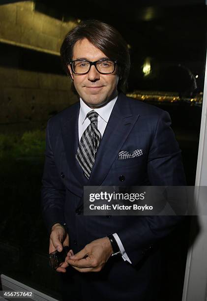 Andrey Malakhov attends the Roskino Dinner during the Saint Petersburg International Media Forum at the Korushka Restaurant on October 6, 2014 in...