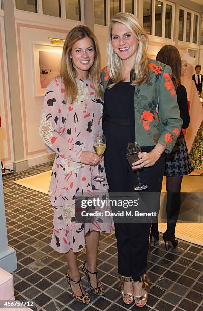 Serena Hood and Hayley Bloomingdale attend a dinner to celebrate luxury Spanish fashion house Delpozo hosted by Poppy Delevingne at Moda Operandi on...