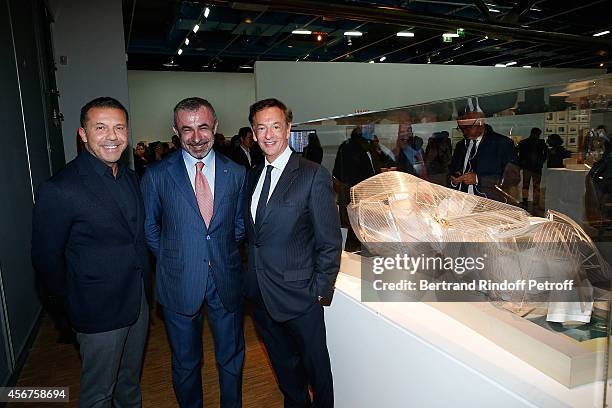 Olivier Widmaier Picasso, President of Pompidou Center Alain Seban and Director of LVMH Sponsorship, Jean Paul Claverie attend the Frank Gehry's...