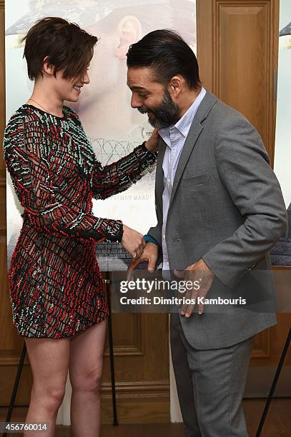 Actors Kristen Stewart and Peyman Moaadi attend the "Camp X-Ray" New York premiere at the Crosby Street Hotel on October 6, 2014 in New York City.