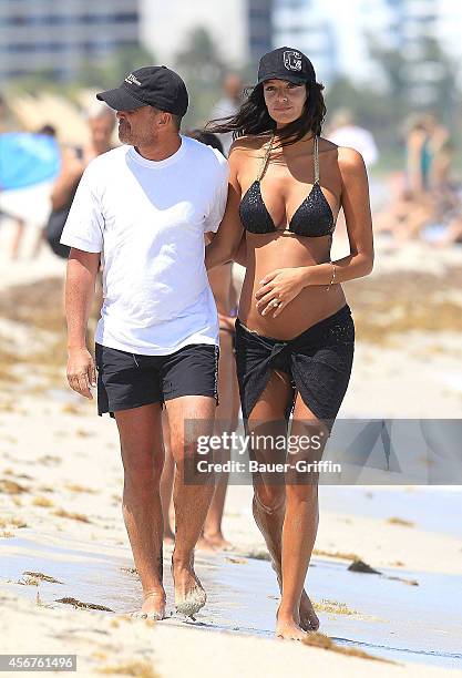 Arnaud Lagardere and Jade Foret are seen on April 15, 2012 in Miami, Florida.