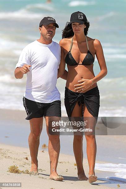 Arnaud Lagardere and Jade Foret are seen on April 15, 2012 in Miami, Florida.