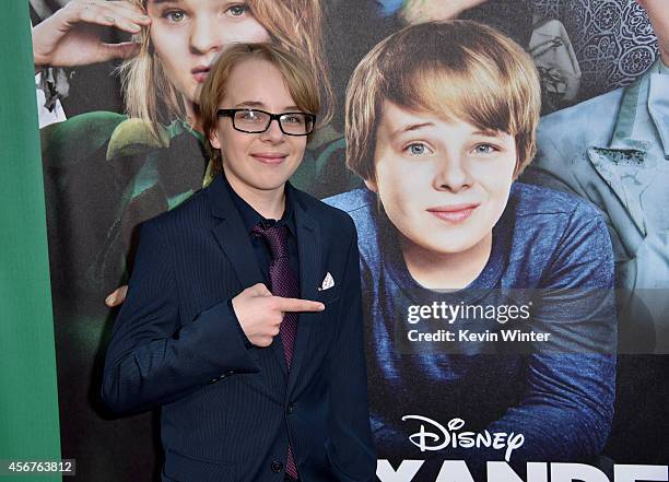 Actor Ed Oxenbould attends the premiere of Disney's "Alexander and the Terrible, Horrible, No Good, Very Bad Day" at the El Capitan Theatre on...